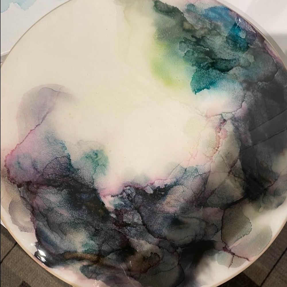 Blue and White Lazy Susan Art Piece